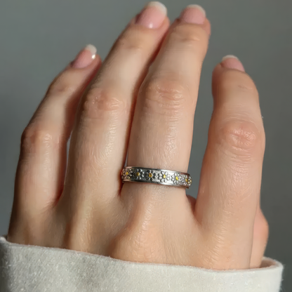 Vielring - Gereihter Sonnenblumen Anti-Stress-Ring – Edelstahl - Gold / 49 | ø15.6