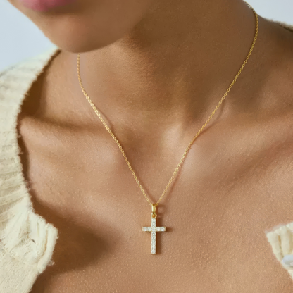 Zirkonia Kreuz Halskette - 925 Silber