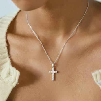 Zirkonia Kreuz Halskette - 925 Silber