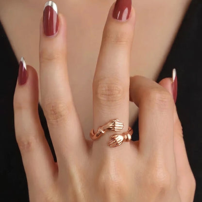 Offener Umarmungsring (Stärke) Anti-Stress-Ring – 925 Silber