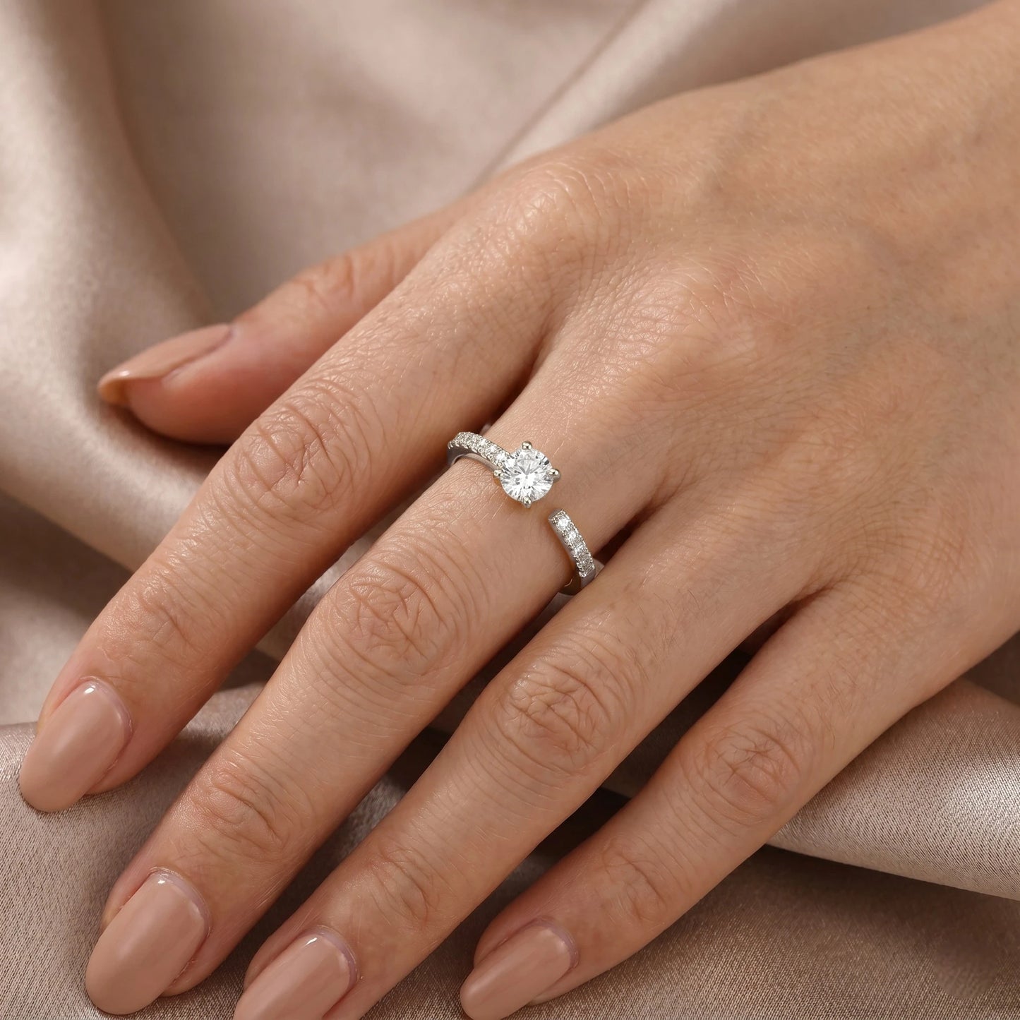 Offener Zirkonia Stein Ring - 925 Silber