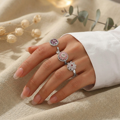 Vielring - Blumen Anti-Stress-Ringe – 3er Set - Gold