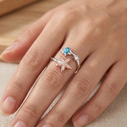 Vielring - Schildkröten Seestern Anti-Stress-Ring – 925 Silber - Silber
