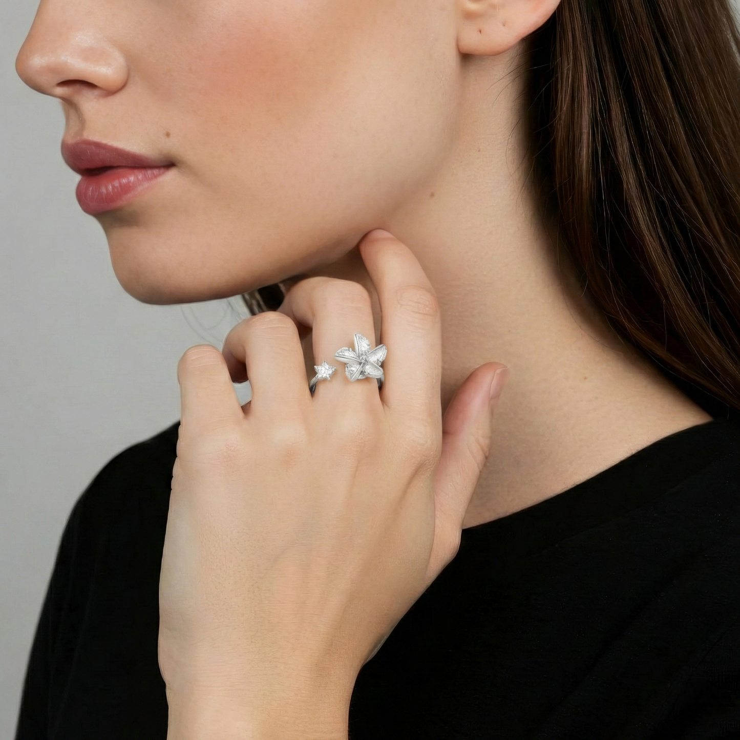 Blumen Anxiety- & Antistress-Ring - 925 Silber