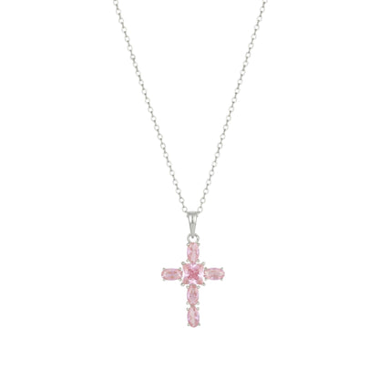 Square Zirconia Necklace - 925 Silver