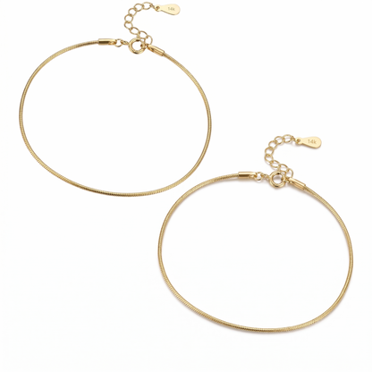 Vielring - Seil Partnerarmband 2 Stück - 925 Silber - Gold