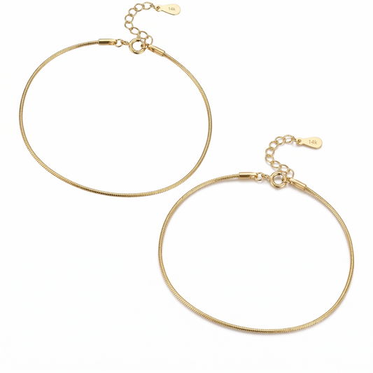 Vielring - Seil Partnerarmband 2 Stück - 925 Silber - Gold