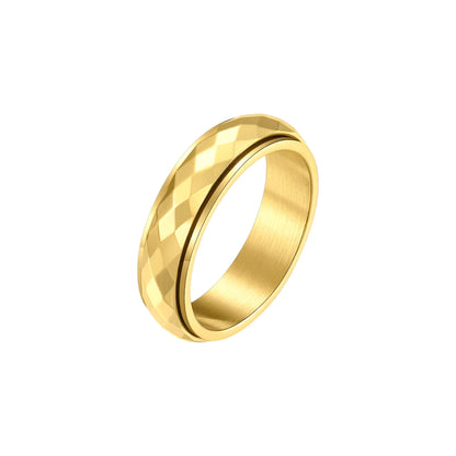 Vielring - Flächen Gehämmerter Anti-Stress-Ring – Edelstahl - Gold / 49 | ø15.6