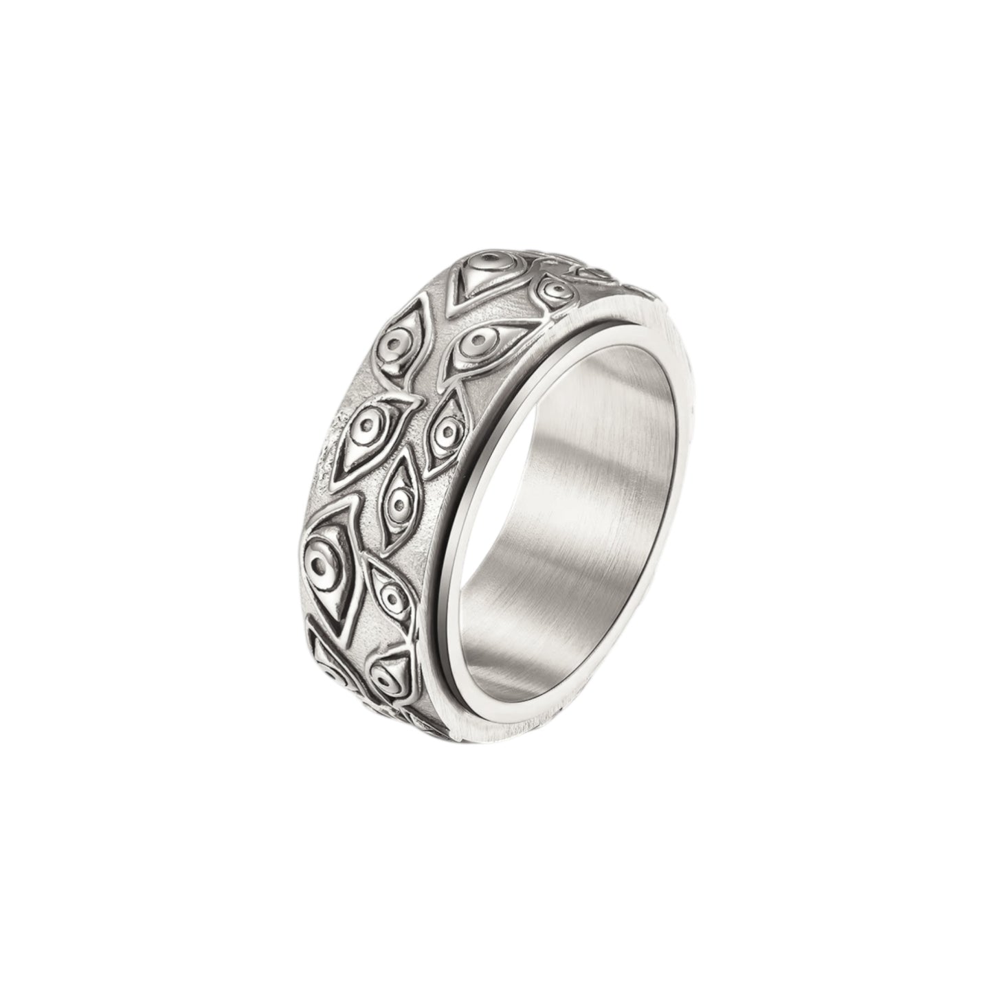 Vielring - Auge der Vorsehung Anti-Stress-Ring – Edelstahl - Silber / 49 | ø15.6