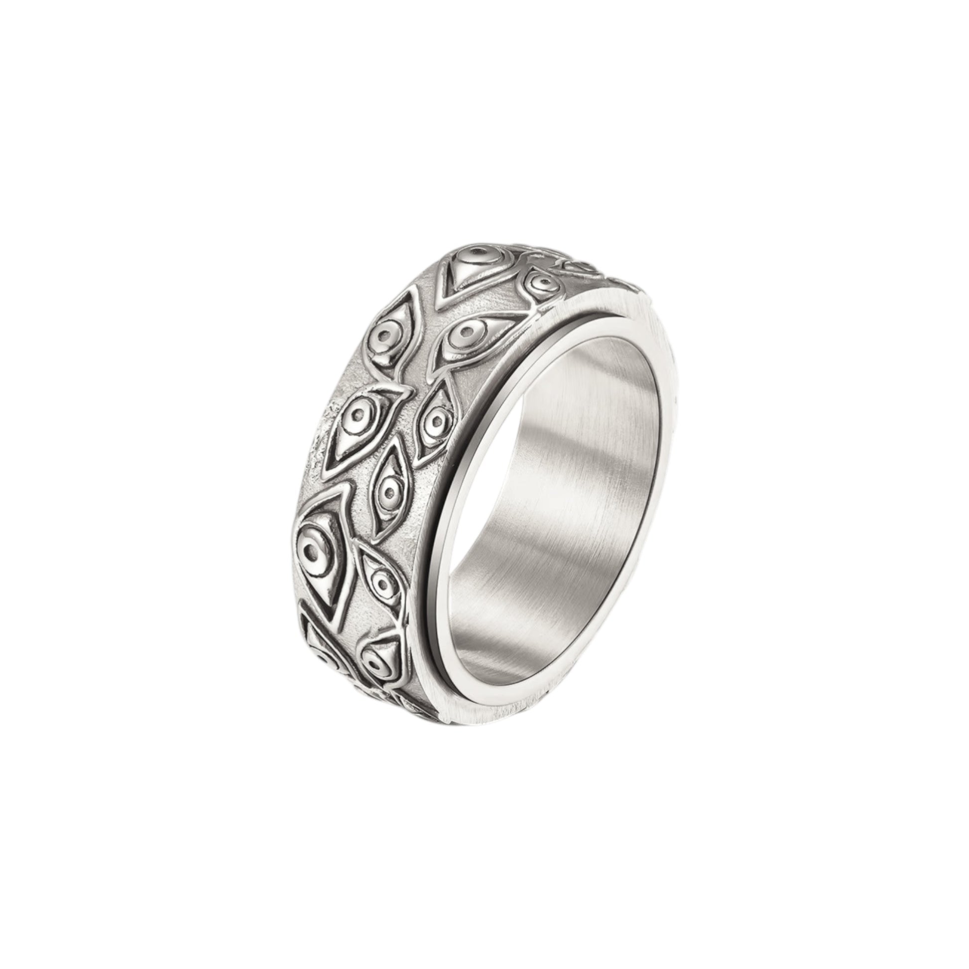 Vielring - Auge der Vorsehung Anti-Stress-Ring – Edelstahl - Silber / 49 | ø15.6