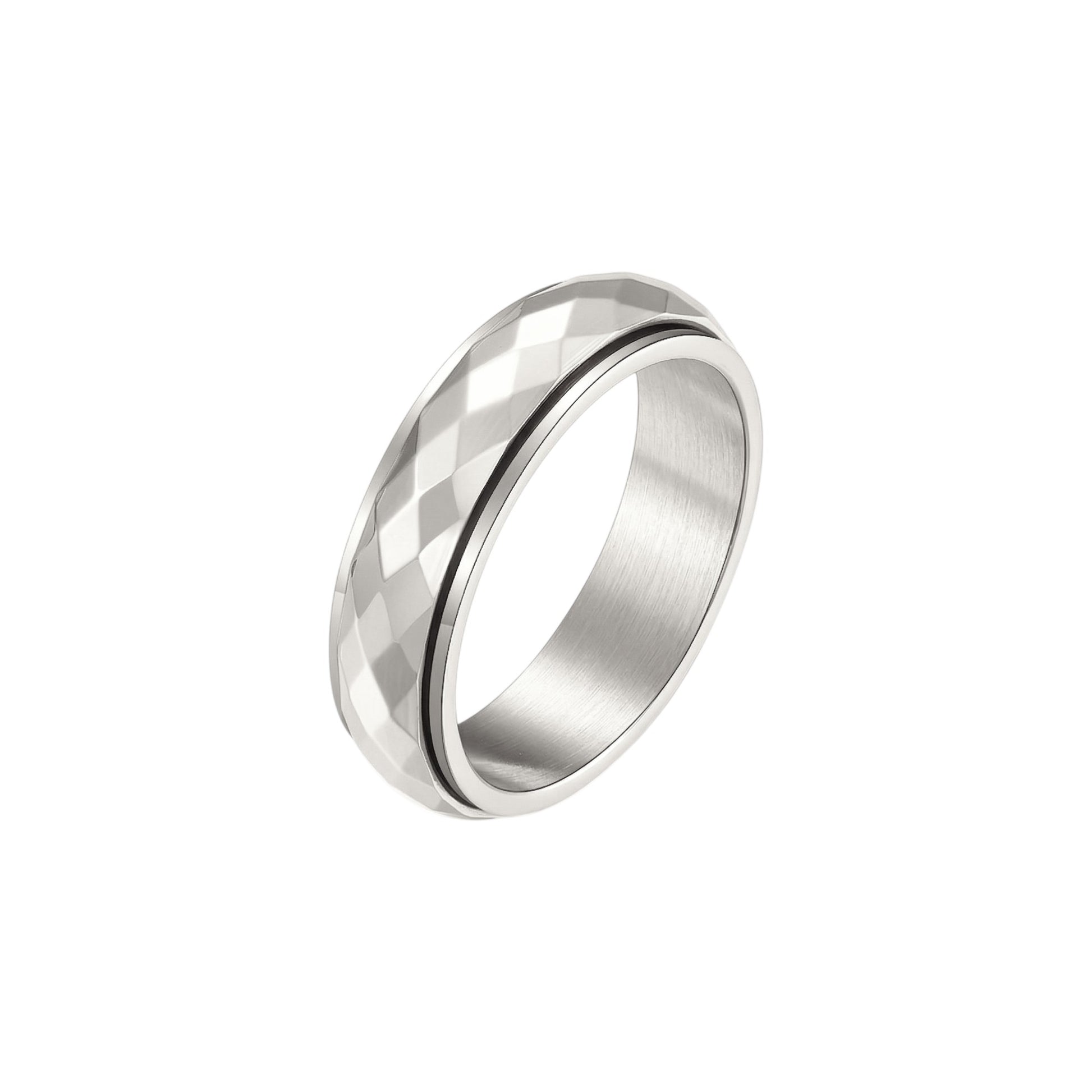 Vielring - Flächen Gehämmerter Anti-Stress-Ring – Edelstahl - Silber / 49 | ø15.6