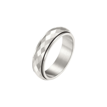 Vielring - Flächen Gehämmerter Anti-Stress-Ring – Edelstahl - Silber / 49 | ø15.6