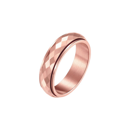 Vielring - Flächen Gehämmerter Anti-Stress-Ring – Edelstahl - Roségold / 49 | ø15.6