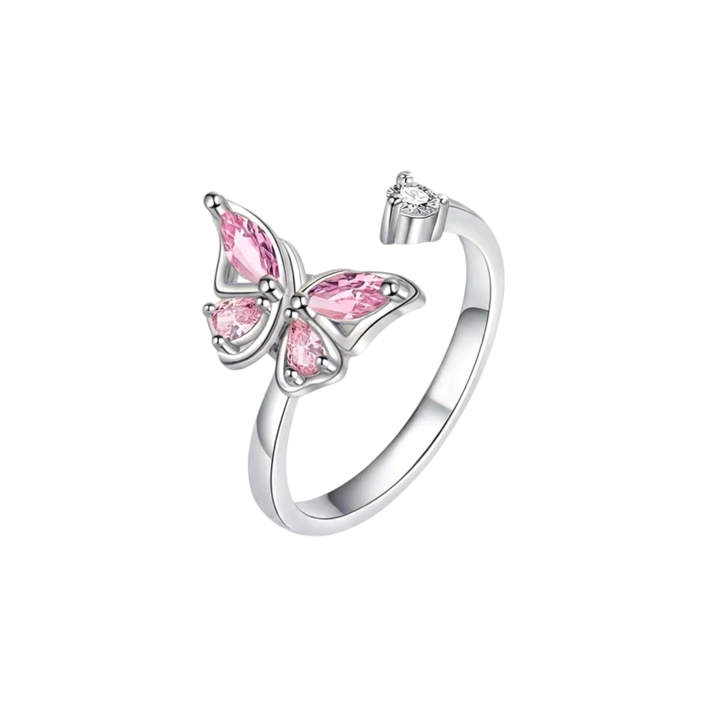 Square ring with zirconia stones - 925 silver