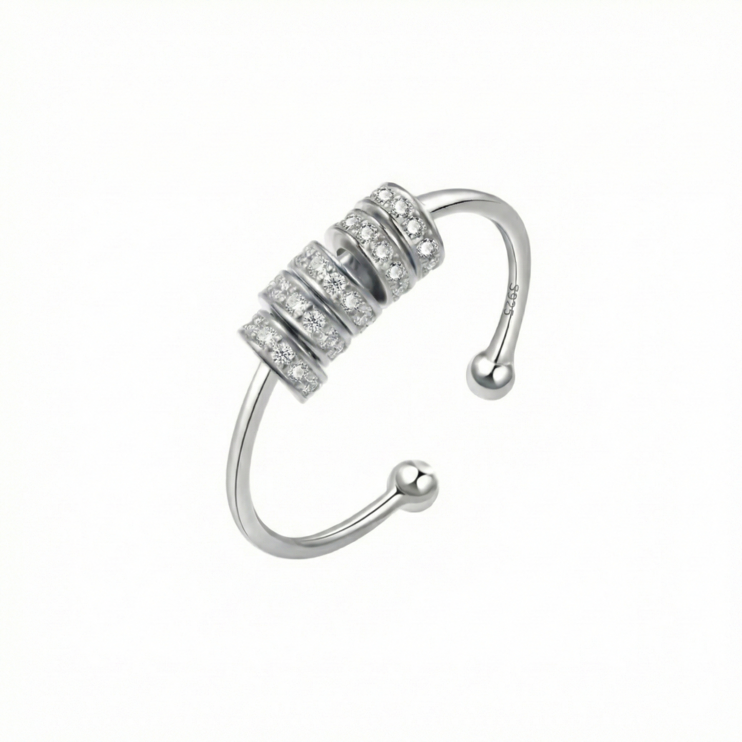 Zirkonia Scheiben Anxiety- & Antistress-Ring - 925 Silber