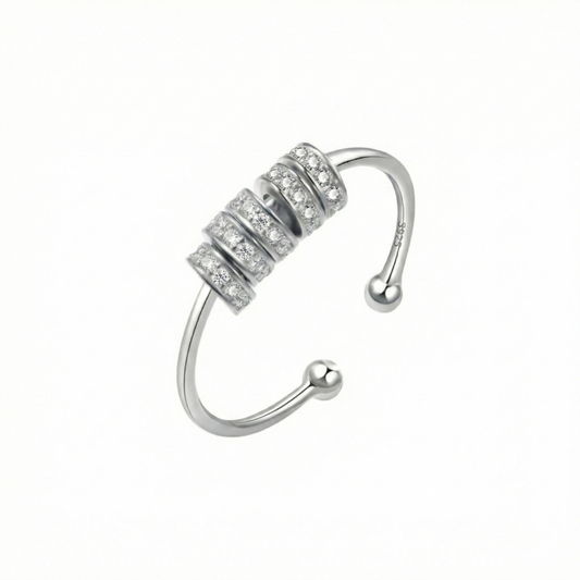 Zirkonia Scheiben Anxiety- & Antistress-Ring - 925 Silber