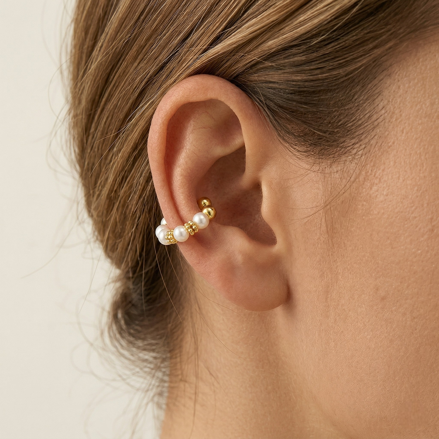 Süßwasserperlen Ear Cuff - 925 Silber