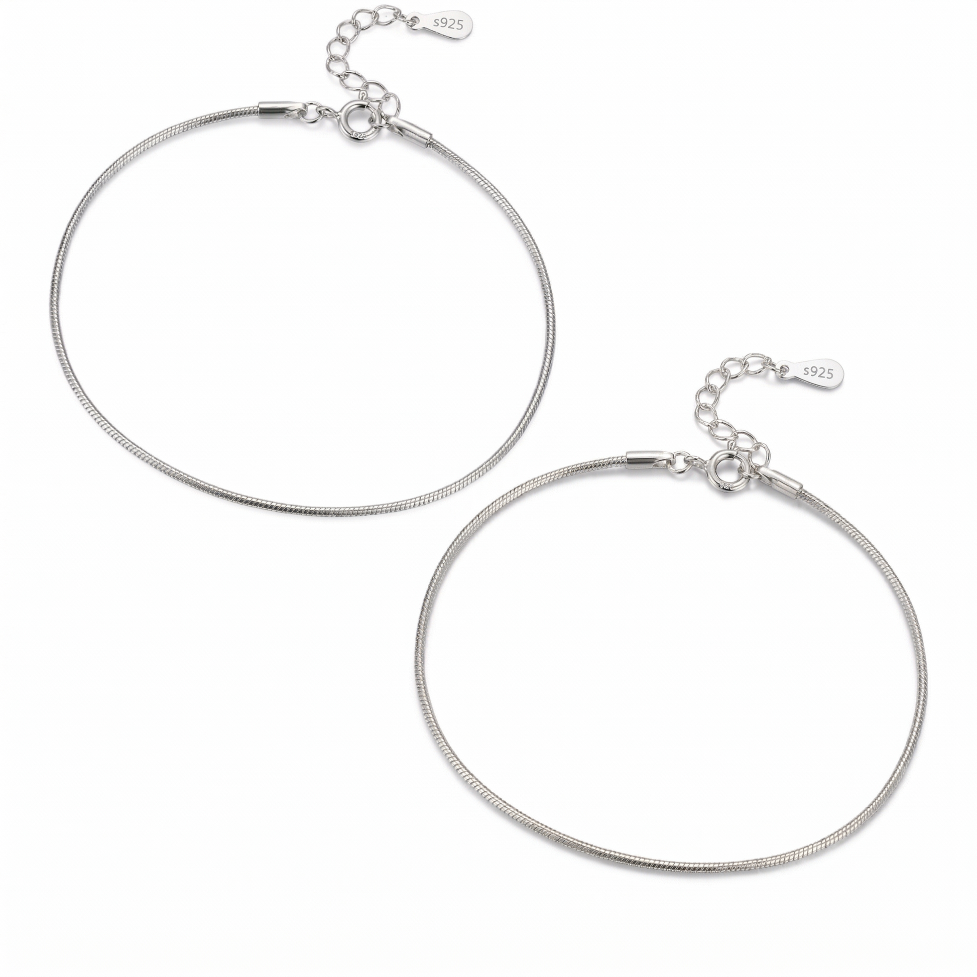 Vielring - Seil Partnerarmband 2 Stück - 925 Silber - Silber
