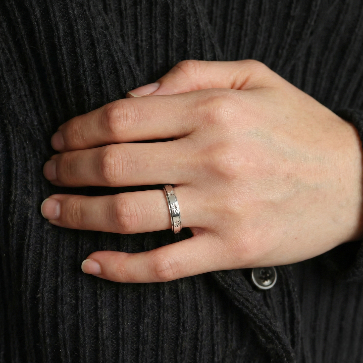 Dünner Sonnen Anxiety- & Antistress-Ring - Edelstahl