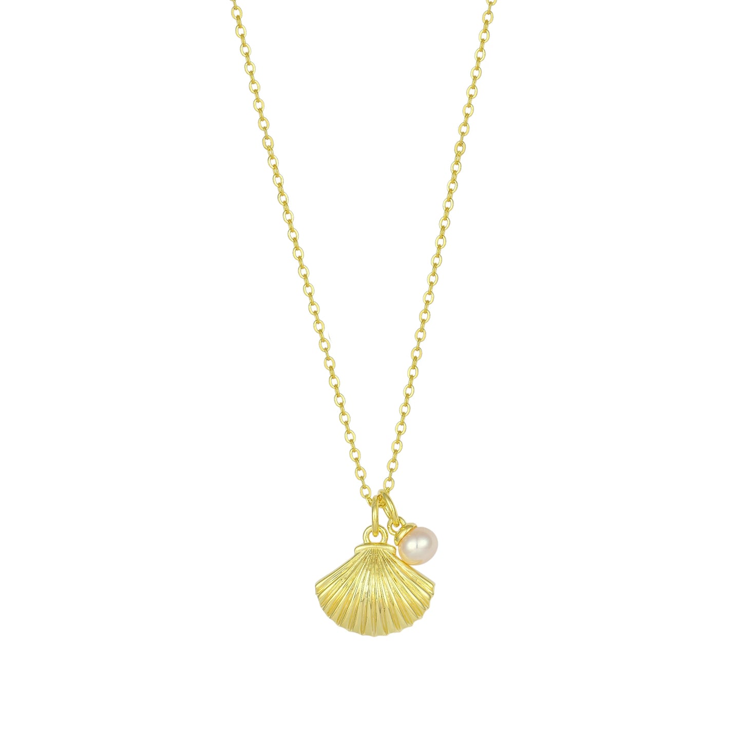 Vielring - Muschel Perlen Halskette - 925 Silber - Gold