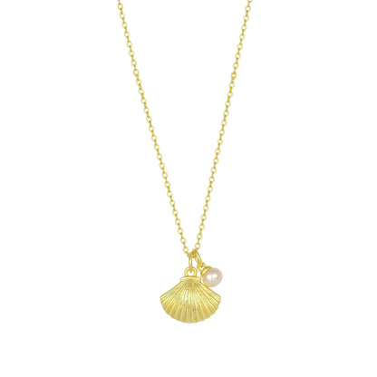 Vielring - Muschel Perlen Halskette - 925 Silber - Gold