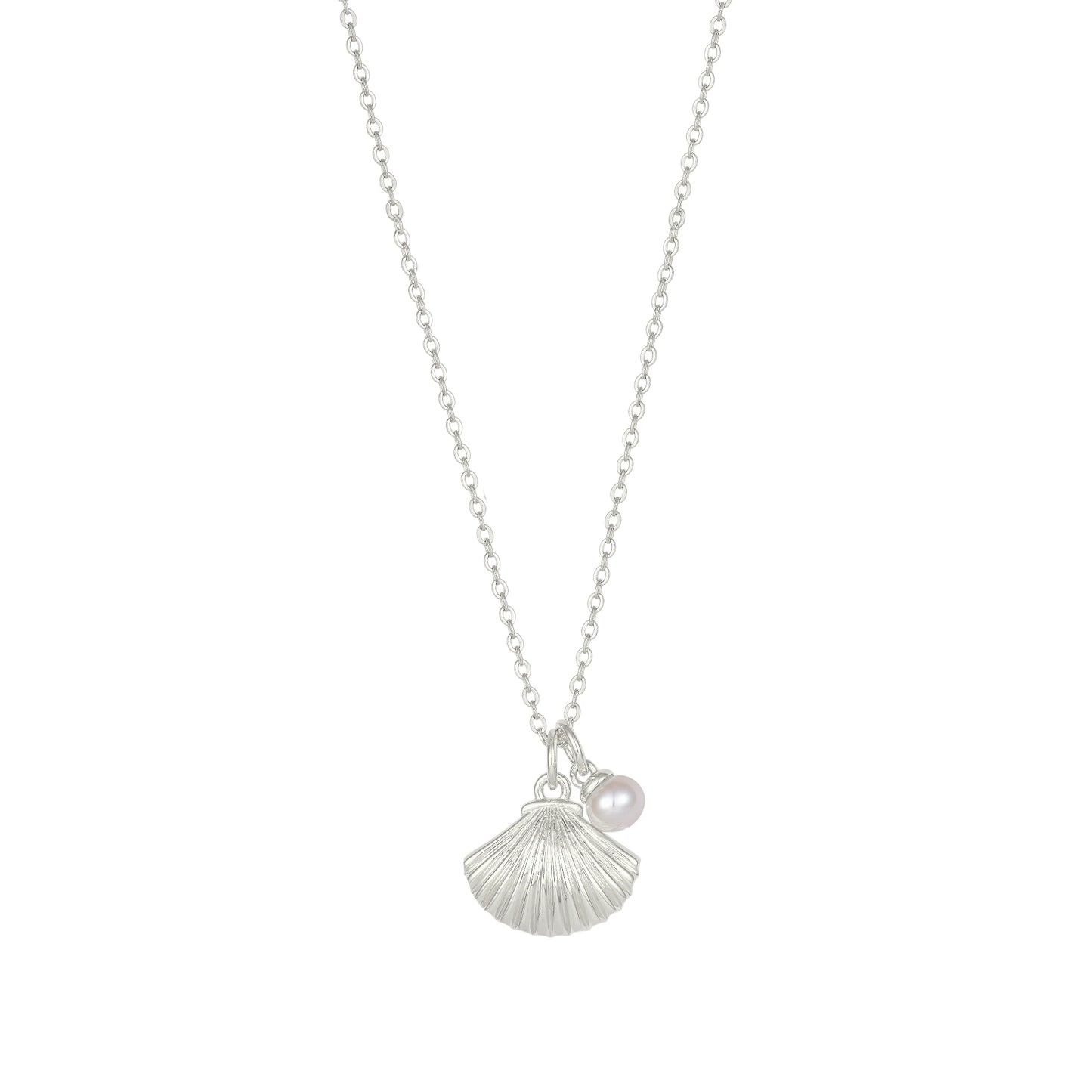Vielring - Muschel Perlen Halskette - 925 Silber - Silber
