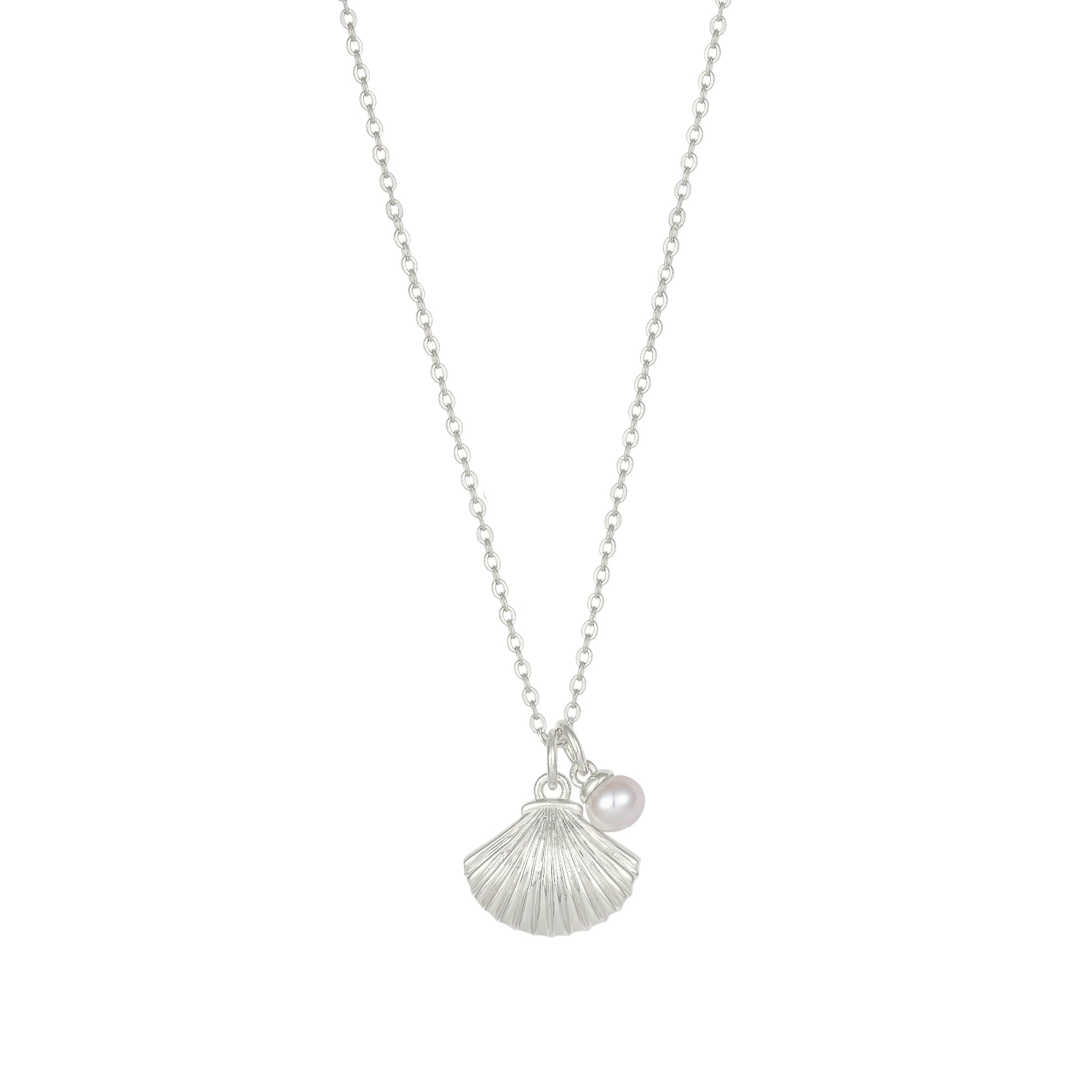 Vielring - Muschel Perlen Halskette - 925 Silber - Silber