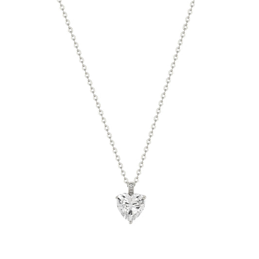 Herz Zirkonia Stein Halskette - 925 Silber