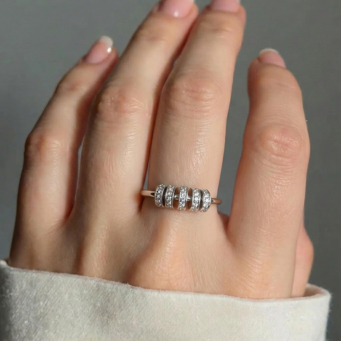 Zirkonia Scheiben Anxiety- & Antistress-Ring - 925 Silber