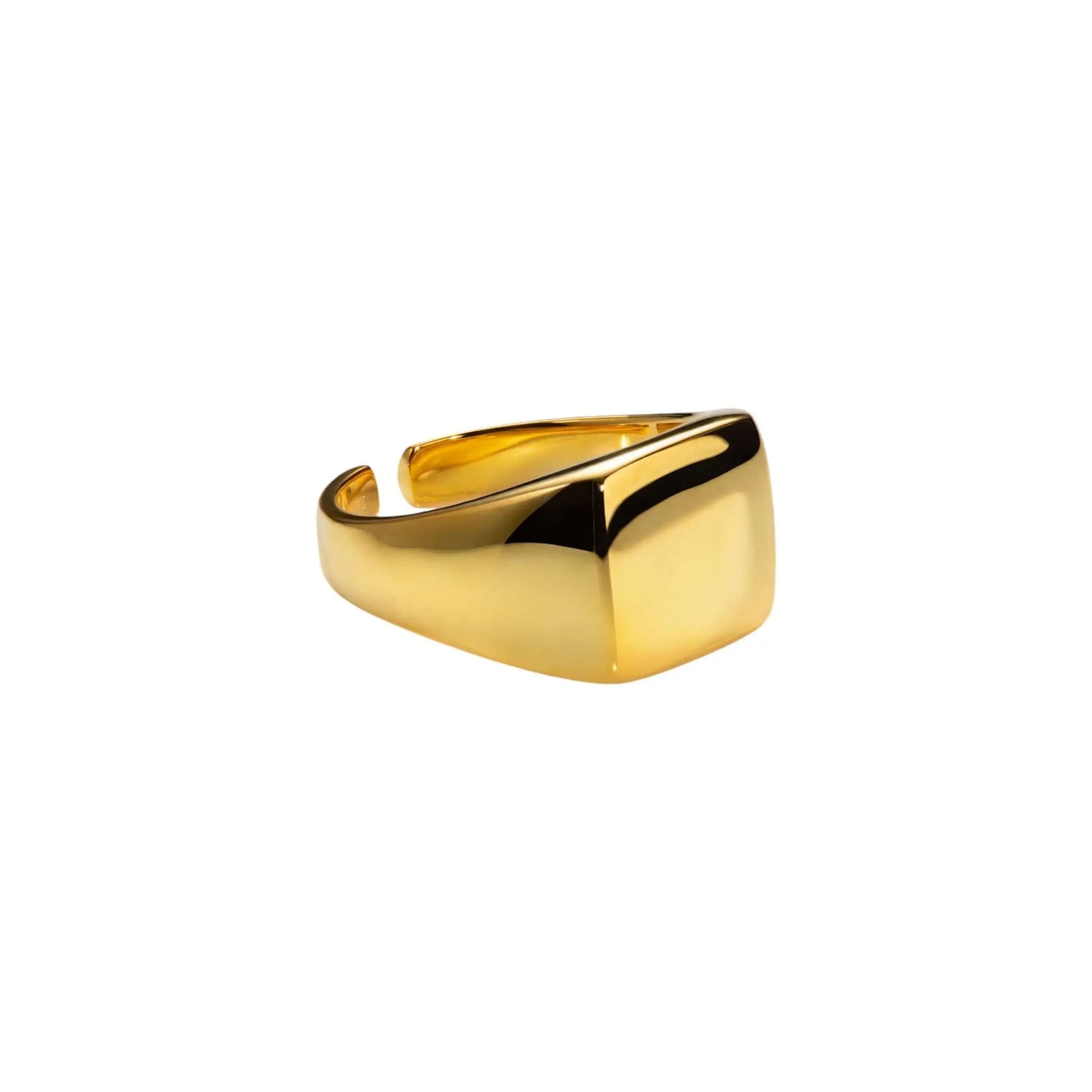 Vielring - Quadratischer Siegelring • Offener Ring - Gold / Kupfer