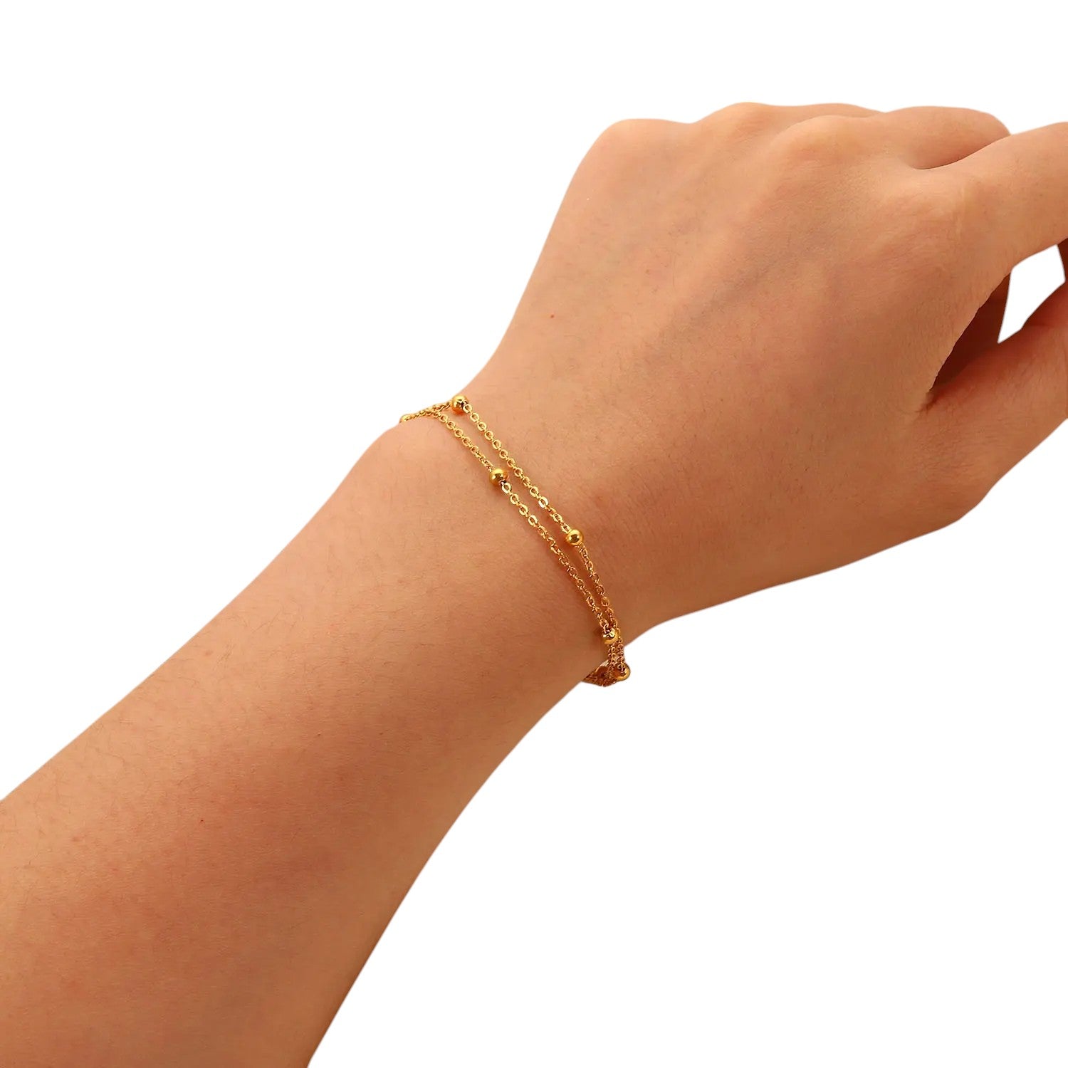 Vielring - Perlen Doppel Armband - 925 Silber - Gold