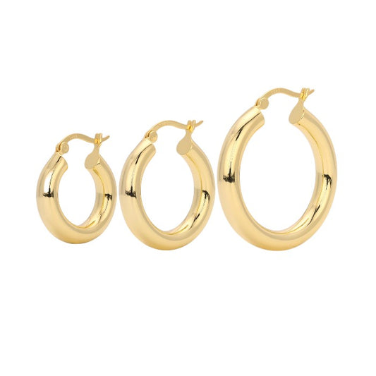 Vielring - Chunky Creolen - 925 Silber - Gold / 20 mm / Einzeln