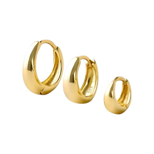 Vielring - Chunky Ohrringe - 925 Silber - Gold / 6 mm / Einzeln