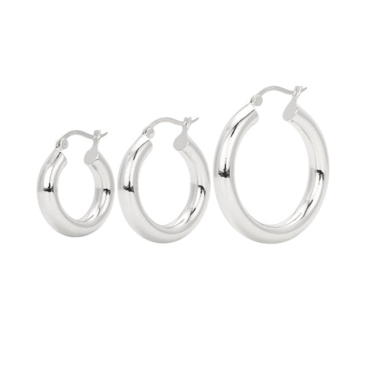 Vielring - Chunky Creolen - 925 Silber - Silber / 20 mm / Einzeln