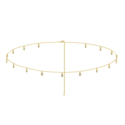Zirkonia Perlen Bauchkette - 925 Silber