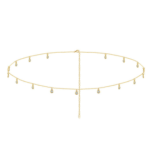 Zirkonia Perlen Bauchkette - 925 Silber