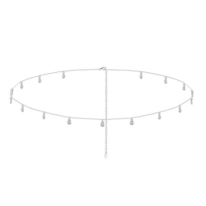 Zirkonia Perlen Bauchkette - 925 Silber