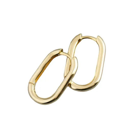 Vielring - Rechteck Creolen 925 Sterling Silber - 3 mm Dicke - Gold / Einzeln