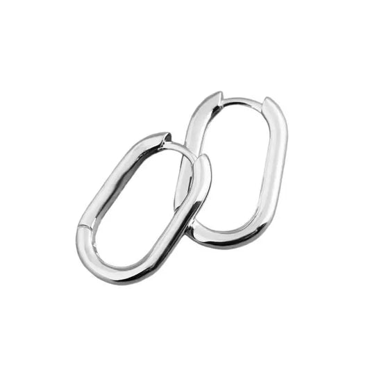 Vielring - Rechteck Creolen 925 Sterling Silber - 3 mm Dicke - Silber / Einzeln