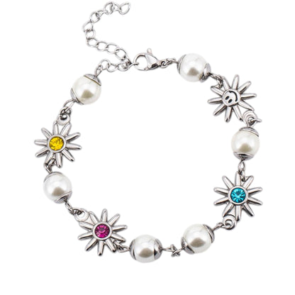 Perlen Blumen Armband - Edelstahl