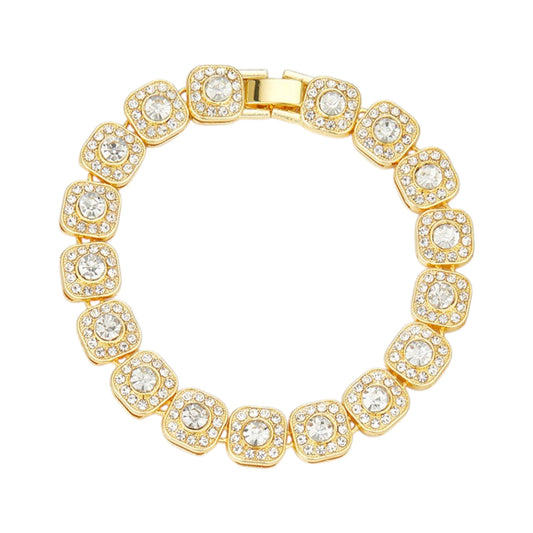 Vielring - Quadratische Tennis Armband - Edelstahl - Gold / 18 cm