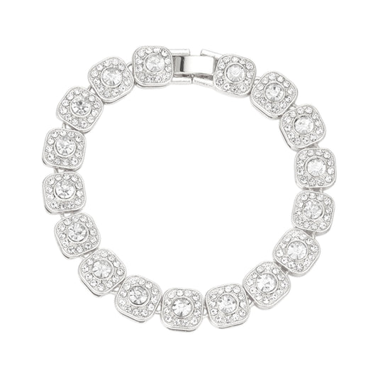 Vielring - Quadratische Tennis Armband - Edelstahl - Silber / 18 cm