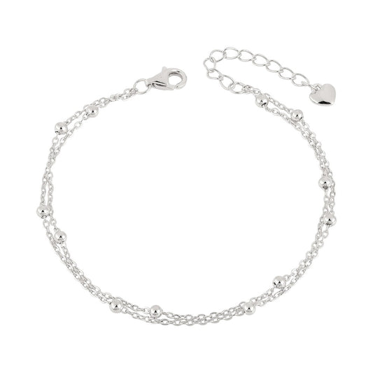 Vielring - Perlen Doppel Armband - 925 Silber - Silber
