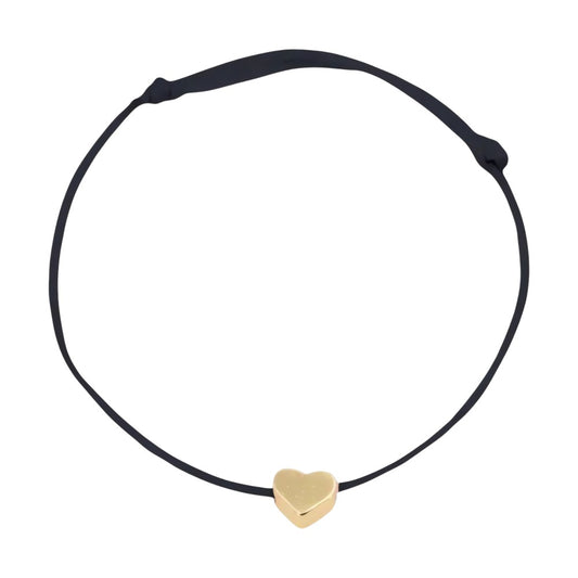 Vielring - Stoff Armband mit Herz - Schwarz