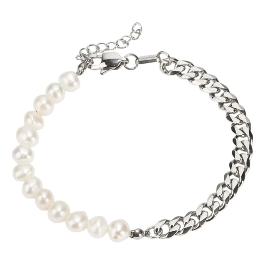 Süßwasserperlen Cuban Armband - Verstellbar