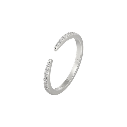 Vielring - Offener Kristall Ring - 925 Silber - Silber
