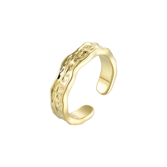 Vielring - Gewellter Abstrakter Ring - 925 Silber - Gold