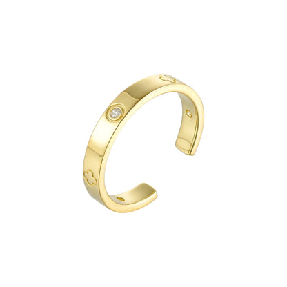 Kleeblatt Zirkonia Ring - 925 Silber