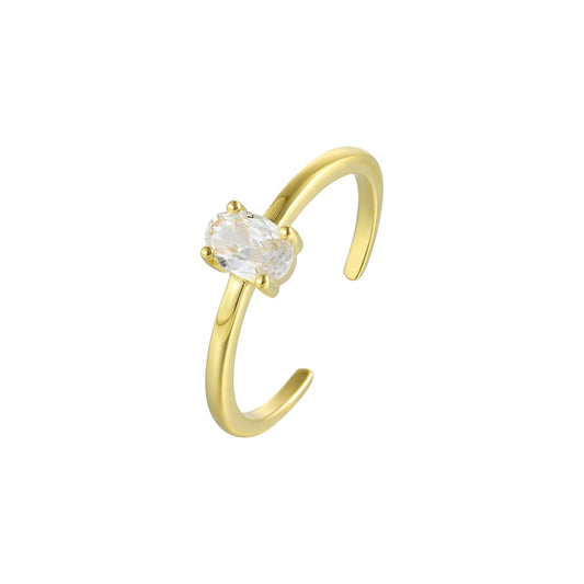 Vielring - Filigraner Ovaler Zirkonia Ring - 925 Silber - Gold