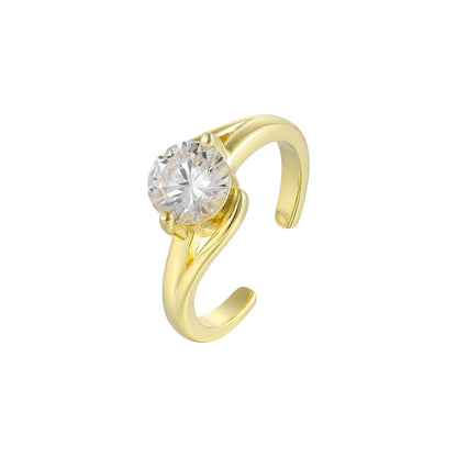 Runder Zirkonia Stein Ring - 925 Silber